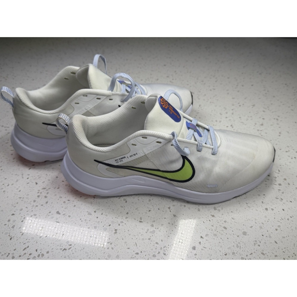 Nike Downshifter 10 White Light Green Blue Athletic Sneaker Breathable Women's